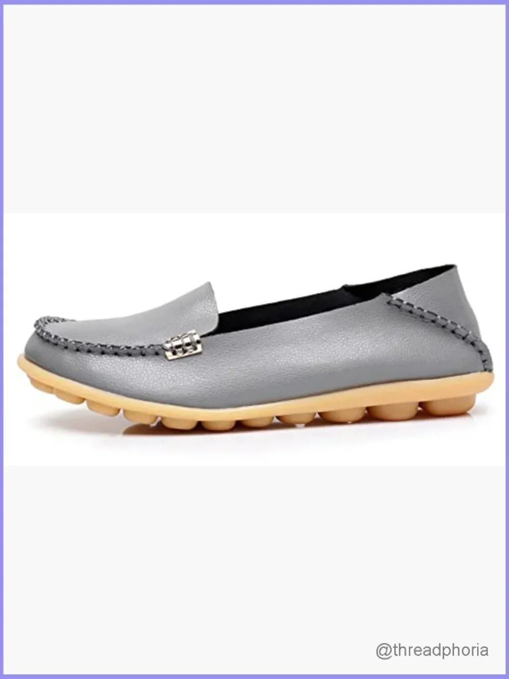 Women's Flat Loafer Slip On Shoes Comfort Walking Padded Insole Leather